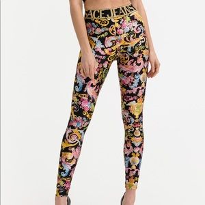 Versace Jeans Couture Leggings size XL IT46 black Versailles stretchy